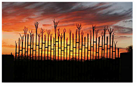 Metal Fence at Sunset